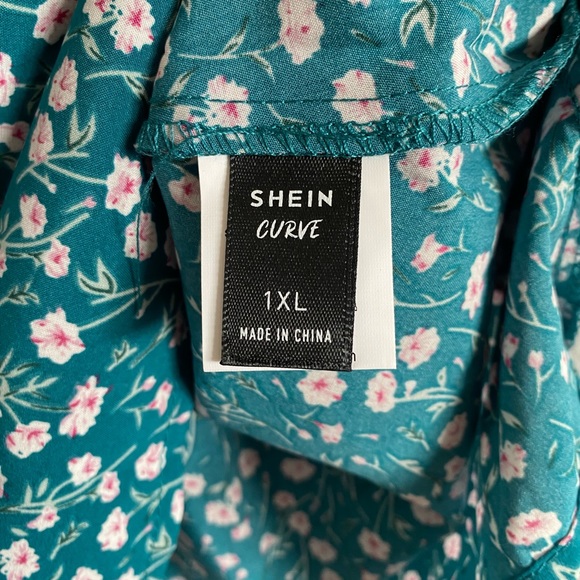 Shein Curve High Neck Floral Sleeveless Dress 1X - Picture 4 of 6